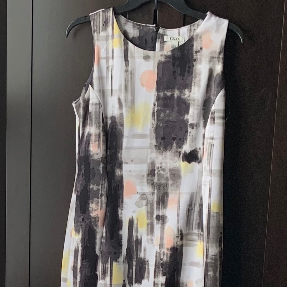 Watercolor sleeveless sheath/midi dress